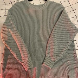 Teal crew neck, long sweater